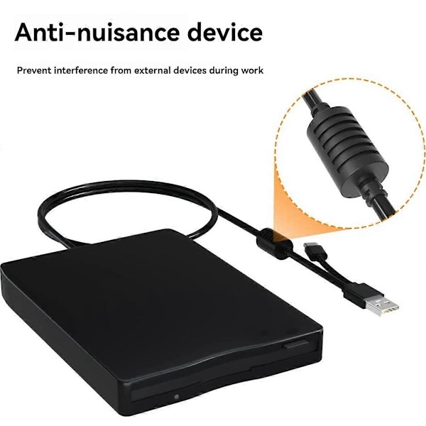 USB Diskettleser Diskettstasjon Dobbel Grensesnitt Ekstern USB C Diskettstasjon for PC Lapt