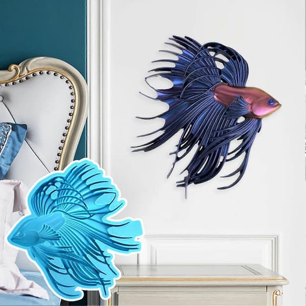 Bettafisk Silikoneform Håndlavet 3D Fisk Epoxyharpiks Støbeform Kampfisk Figur White