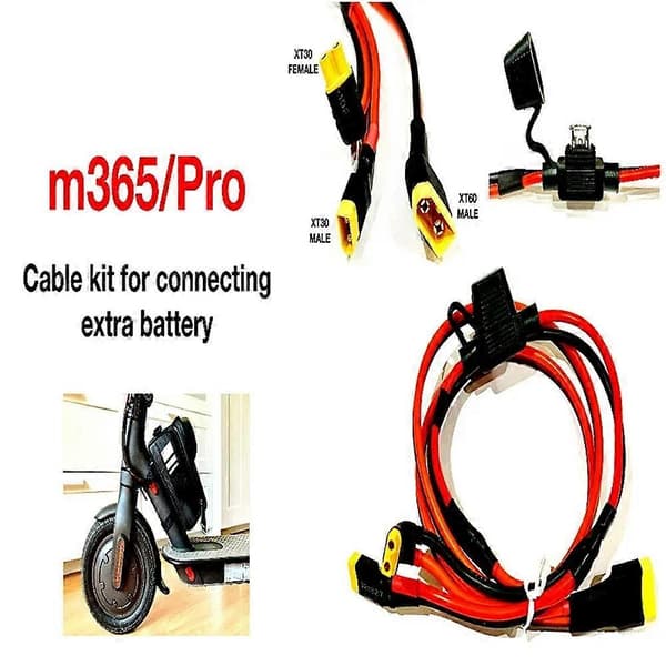 36V 48V batteriudvidelseskabelsæt til Xiaomi M365 Pro Inkluderer XT30 & XT60 stik plus sikring