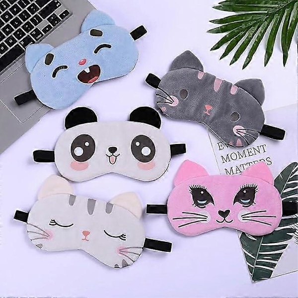 Silmälaput, kissan unimaski silmäside pehmo söpö maski panda nukkumissuojus naisille miehille lajittele puuvilla terveys rentoutus (Väri: Harmaa hiiri)