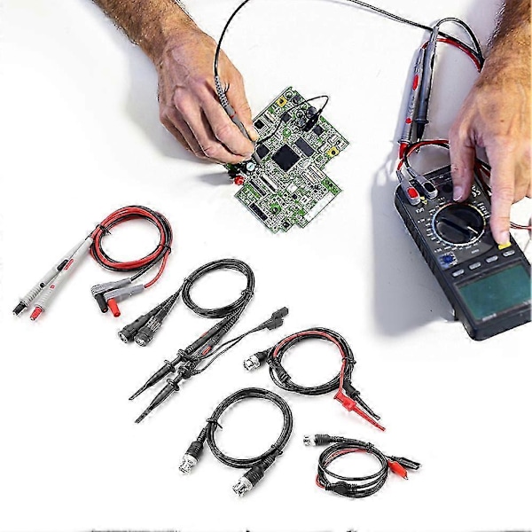 P1260D Oscilloskop Multimeter Testkablar med Krokodilklämmor Utbytbar Sondspetsar Set
