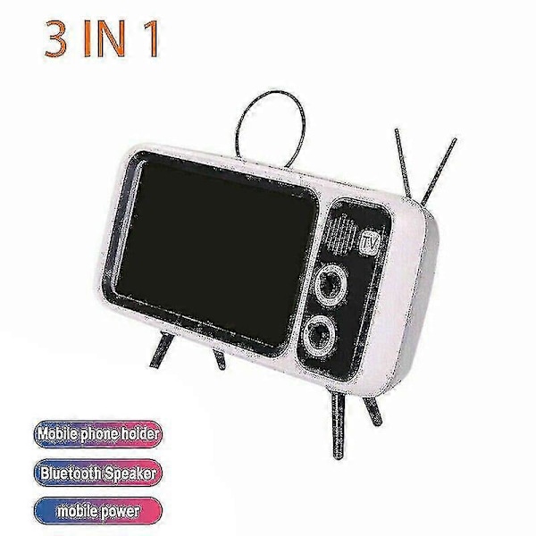 Retro TV Bluetooth-högtalare mobiltelefonhållare lat stöd (vit orange)