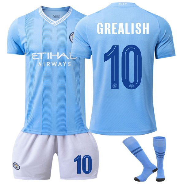 24 Manchester City UEFA Champions League hemma nr 9 Harland tröja 17 De Bruyne 10 Rashford fotbollsdräkt NO.10 GREALISH 2XL