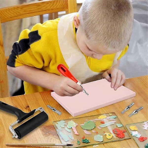 12-pack Linoleumblock för tryck med skärverktyg, gummistämpel-kit Linoleumtryck-kit för DIY