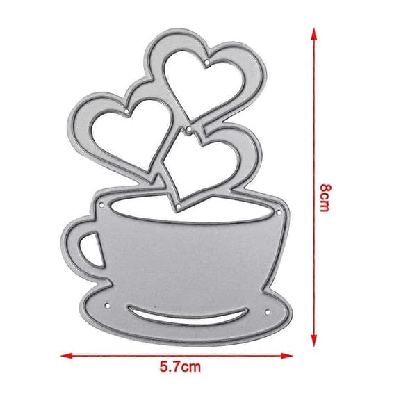 Hjerte Kaffe Skærestencils Scrapbog Album Papirkort Prægning Håndværk Sølv