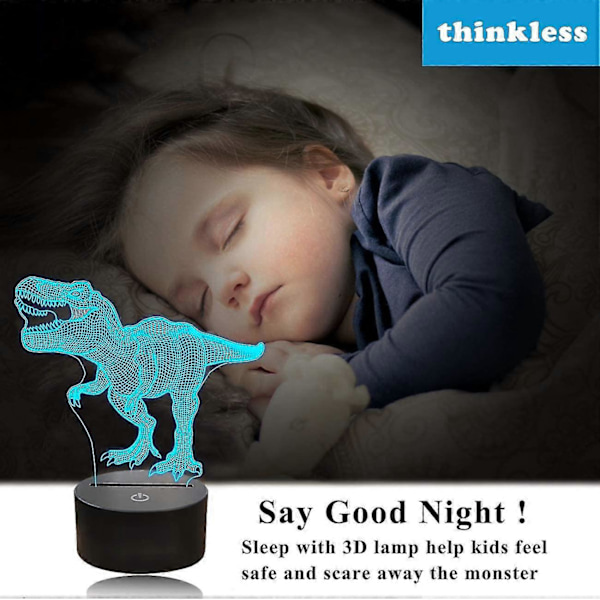 Dinosaur Gaver, T-rex 3d Natlampe 16 Farver Skiftende Natlampe Til Børn Med Fjernbetjening