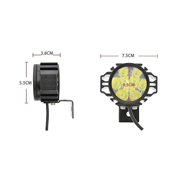 Elektrisk Sykkel Sterk Frontlykt LED Scooter Modifisert Frontlykt 9 Lysdioder Spotlight Horn 2-i-1 Spot