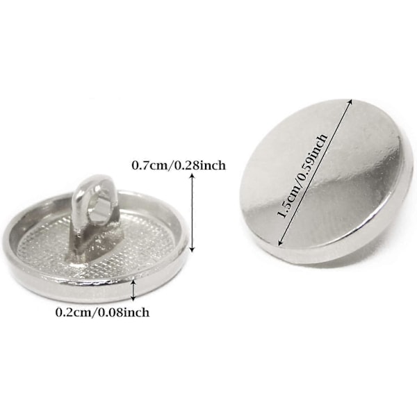 50 st Metall Runda Platta Knappar Kappa Jacka Skjorta Byxor Knappar för Sömnad DIY Hantverk (15mm)