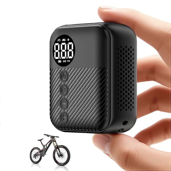 Bärbar Mini Elektrisk Cykelpump, Trådlös Däckpump med 150Psi Max Tryck, 480Mah Batteri & Digital Display Black