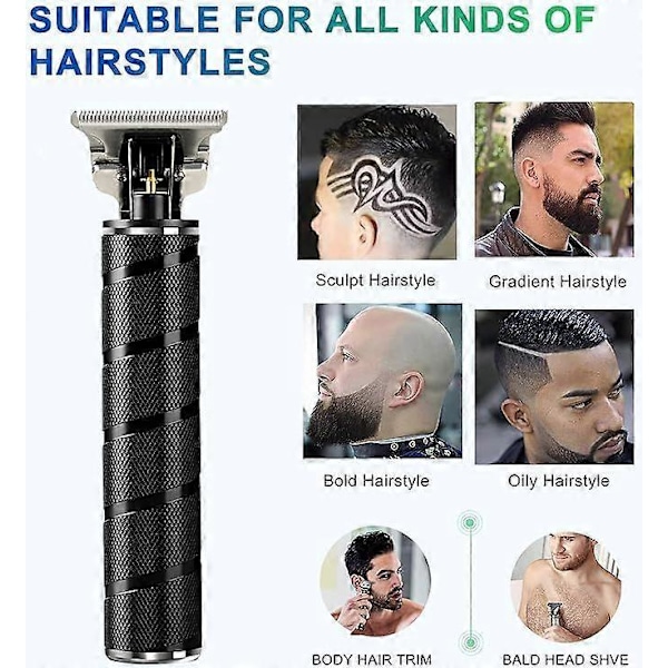 Trimmer för män, sladdlös hårtrimmer för män, skäggtrimmer för män, elektrisk T-blad Liners Outline Edgers Rakapparat 0mm Bald Zero Gap Grooming Kit wi