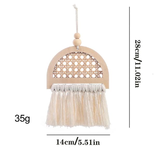 Makramé Väggbonad Vävda Bambu Mini Makramé Väggdekor, Bohemiska Trävävda Tofsar, Makramé