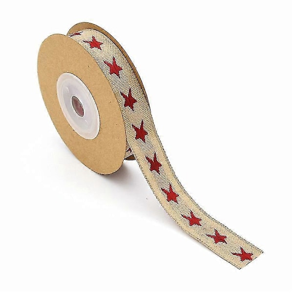 Vakkert Gavebånd 2 Ruller, Brunt Julegaveinnpakningsbånd Håndverks Bomullsbånd Tape Tre Stjerne Bånd, 9,2m/10 Yd Bånd For Gave