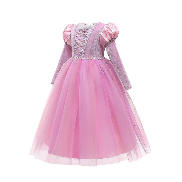 Flickor Rapunzel Princess Klänning Barn Hösttrasslade Fancy Princess Kostym Barn Födelsedag Karneval Klänningar Festkläder Cape dress 3T(100)