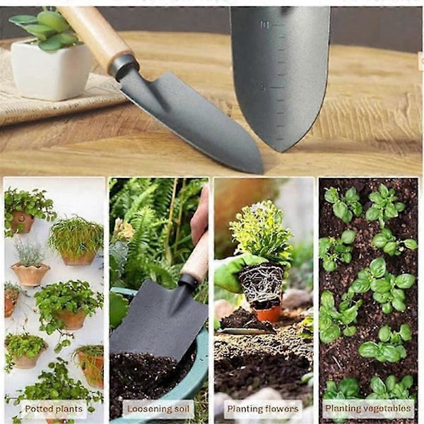 2 stk. Multifunksjonelt Hagespade Sett for Hagearbeid & Camping Kraftig Spade med Trehåndtak Håndspade