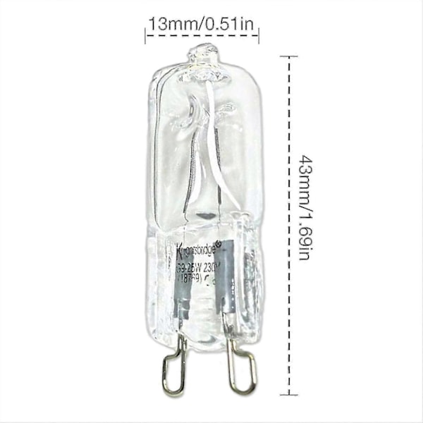 G9 Ovnslampe Høytemperaturbestandig Holdbar Halogenpære Lampe For Kjøleskap Ovner Vifter 40w-