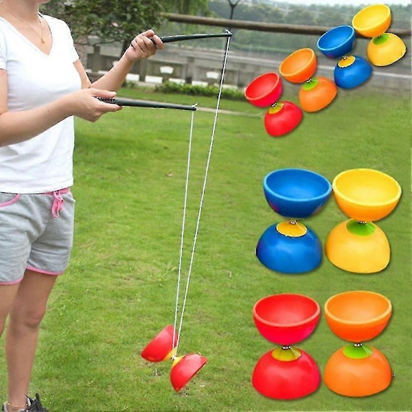 Blå 3 Kullager Diabolo Metallpinnar Väska-Bra