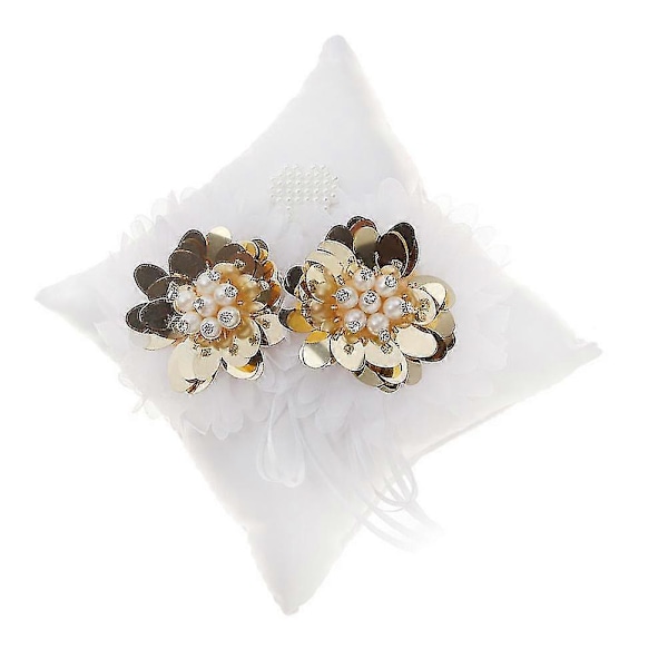 1 stk. Ringpude med blomsterdesign Bryllupsring Pude Vielsesringholder Fingerring Pude