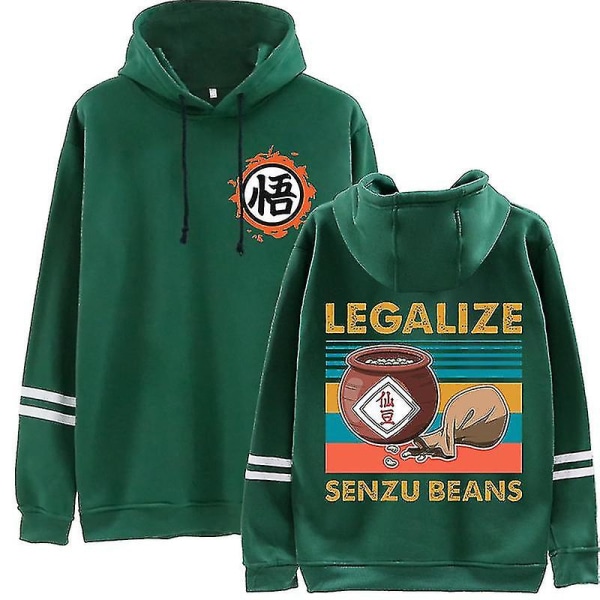 Dragon Ball Perifera printed kläder Huvtröja Höst/vinter Randig hoodie för män och kvinnor Green 2XL