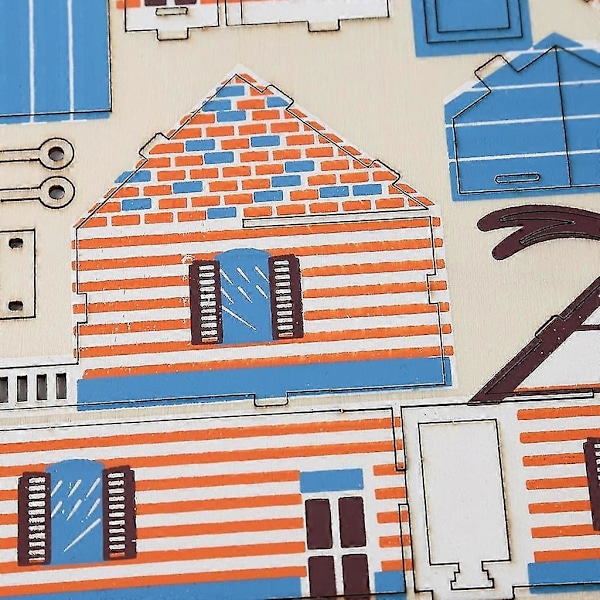 Børns Træ 3D DIY Huse Puslespil Børneborg Byggemønster Puslespil Legetøj Baby Samling Håndarbejde Brinqued