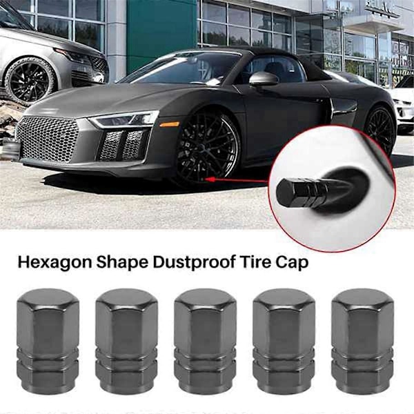 64 st Däckventilkåpor Hjulventilkåpor Dammtäta Bilventilkåpor, Hexagonform Titan Grå