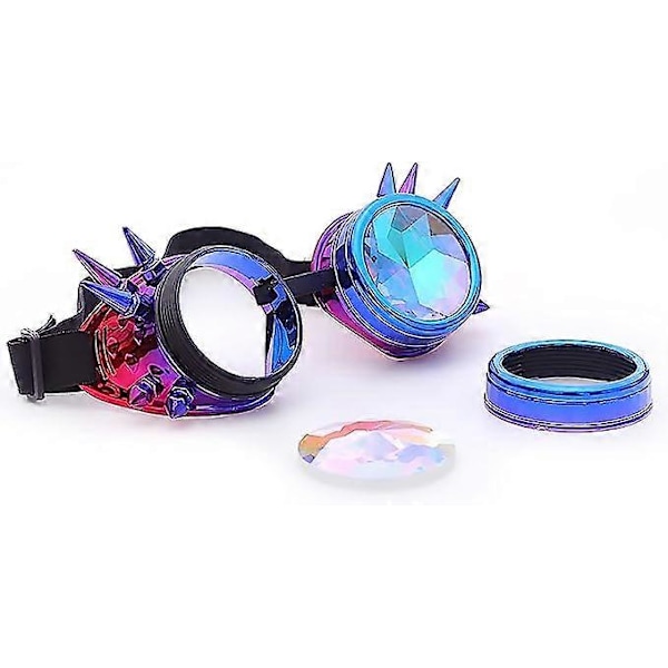 Kaleidoskop Steampunk Rave Briller med Regnbue Krystallglass Linse