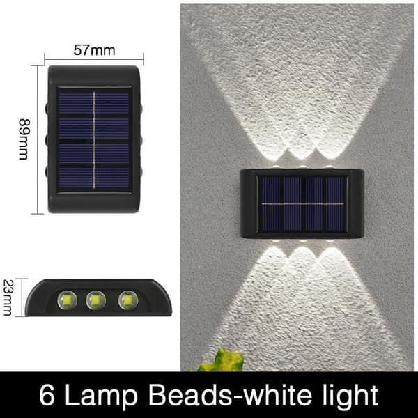 2 stk. Utendørs Solcellelamper Vanntette Vegglamper Hage Solcelle Gjerdelamper Sikkerhetslys White light