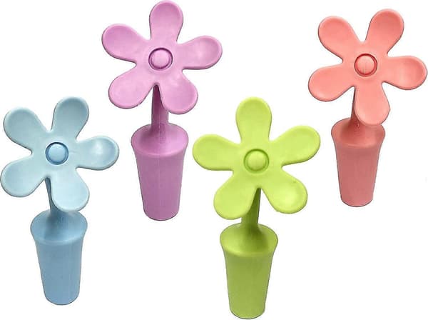 Blomst/vinflaskepropper, silikon solsikkeform (4 stk)