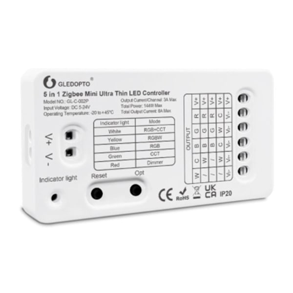 Zigbee 3.0 DC5-24V Mini 5 i 1 RGBCCT/RGBW/RGB/CCT/Lysdæmper LED Lysstrip Controller til TV Baggrundsbelysning Køkkenbelysning