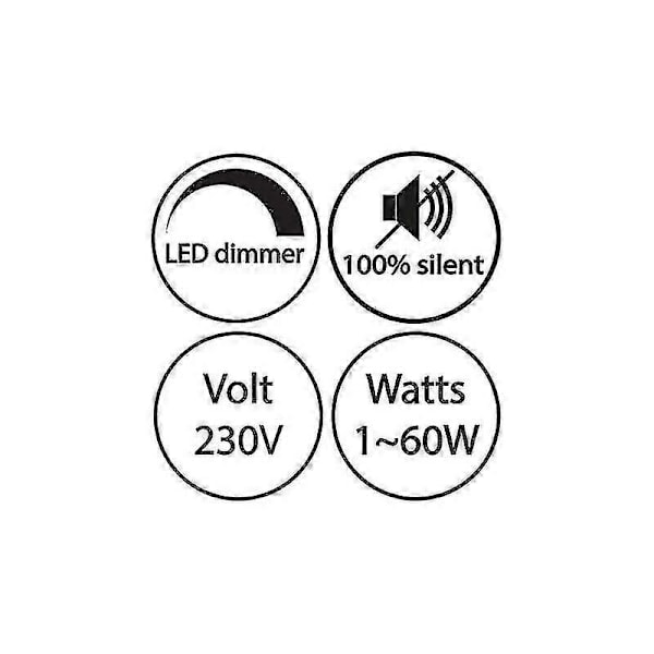 Lysdimmer, dreiebryter med 220-230V hvit, trykknapp for dimbar LED