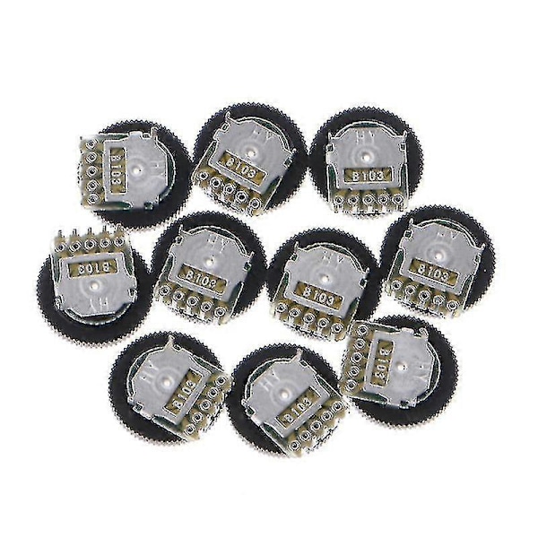 10 stk. B103 16x2mm 10k Ohm Dobbelt Drejeknap Taper Volumen Hjul Duplex Potentiometer