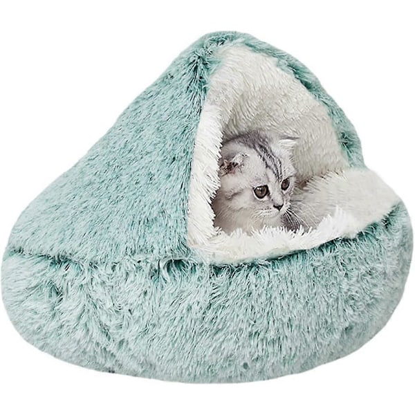 Myk Plysj Beroligende Seng for Hunder opptil 10kg, Vaskbar Anti-Angst Hundeseng, Egnet for Små og Mellomstore Hunder, (65cm, Grønn - Lang Luv) Green