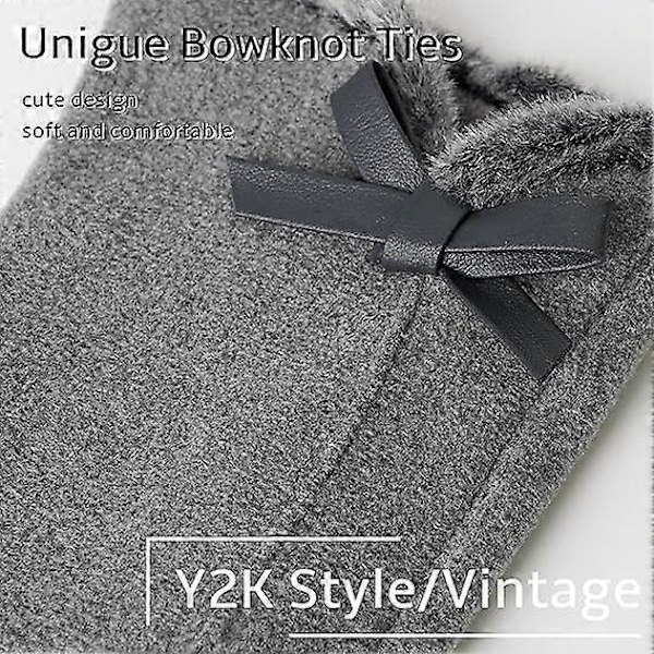 Dame Touch Screen Hansker - Vinter Varme Touchscreen Hansker Dame Termiske Hansker Pelskant Full Finger Votter for Kvinner Jenter Teksting Ski Utendørs G
