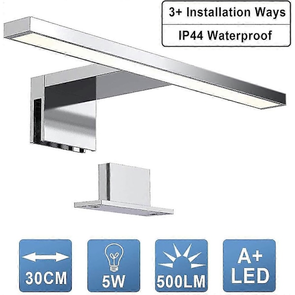 LED Speil Lys, IP44, Overflate Montert Lys + Klemme Lys, Baderom Lys, Sminke Lys, Baderomskap Lys, Overflate Montert Lys