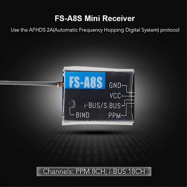 FLYSKY FS-A8S V2 2.4G 8CH Mini Modtager PPM I-BUS SBUS Output til Flysky FS-I6 FS-I6S Fly FPV R