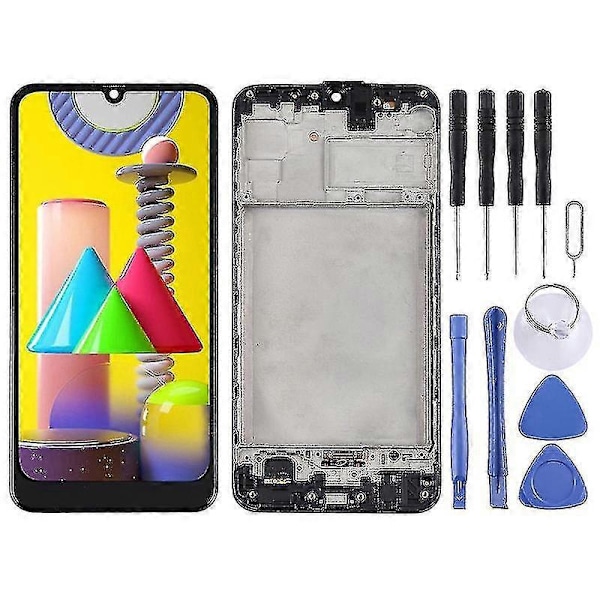 Tft LCD-skjerm for Samsung Galaxy M31 / Galaxy M31 Prime Digitizer Komplett Montering Med Ramme (svart)