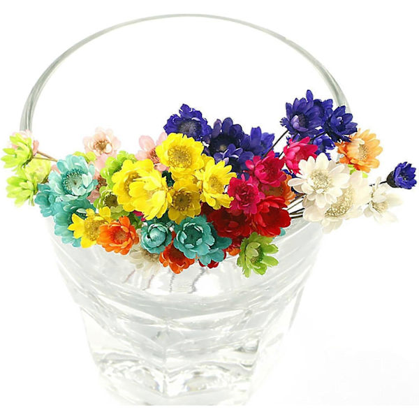100 Stilker Naturlige Tørre Blomster Brasiliansk Liten Stjerne Tusenfryd Dekorativ Tørkede Blomster Mini Tusenfryd Kamille Bukett for Bryllup Blomsterarrangementer Hjem De