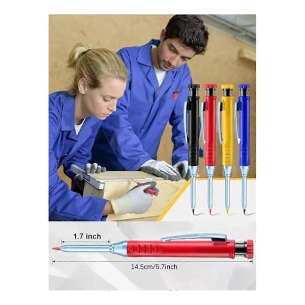 Multipack Massiv Carpenter Penna Set med 2,8MM Stift och Inbyggd Vässtare Penna Träbearbetning Trä