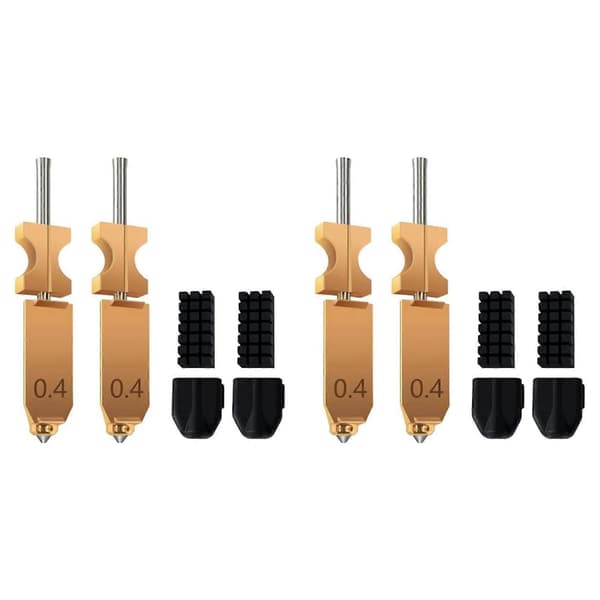 4-pack för FLASHFORGE AD5X Uppgraderad 3D-skrivare 0,4 mm Hotend-munstyckesenhet, extra 4 st silikonstrumpa + 4 st munstycksborste