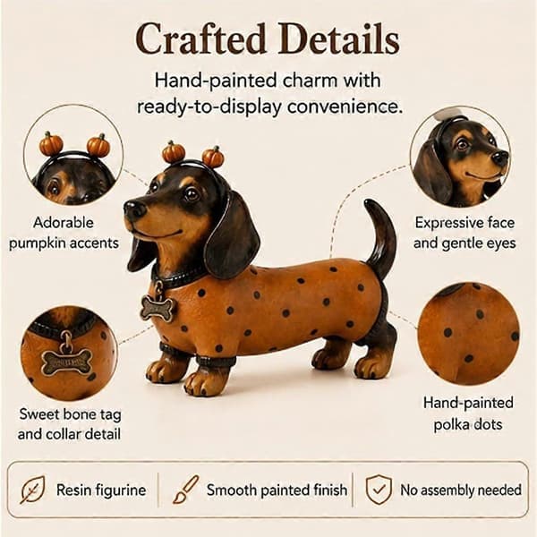 Sød Halloween Gravhund Græskar Harpiksfigur, Efterårs Bogreol Dekoration, Hekseagtig Charmerende Efterårshjem, Festlig Bordpynt 1pcs