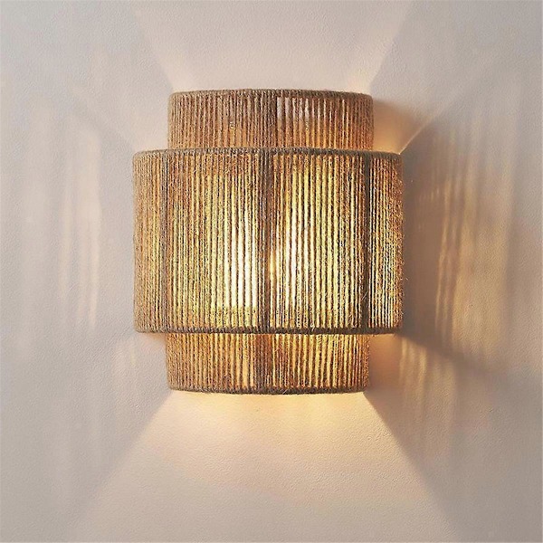 Japansk Wabi-Sabi Retro Rattan Vævning Væglampe LED Væglamper
