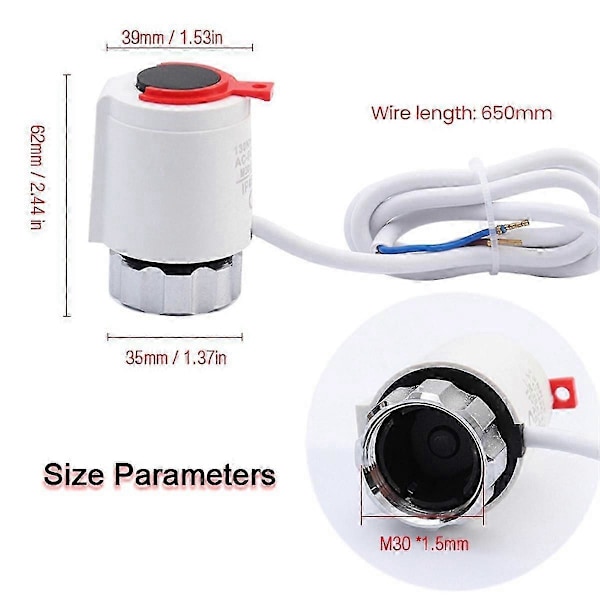 sopii 2 kpl 230V normaalisti suljettu NC M30x1,5 mm elektrotermiselle toimilaitteelle lattialämmitykseen TRV termostaattinen lämmönpoisto - FO SHAN RAN W