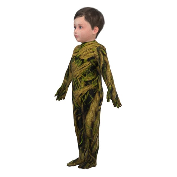 Barn Halloween Party I Am Groot Cosplay Kostym Onesie Jumpsuit med Mask Kostym 3-4 Years