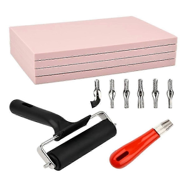 12-pack Linoleumblock för tryck med skärverktyg, gummistämpel-kit Linoleumtryck-kit för DIY
