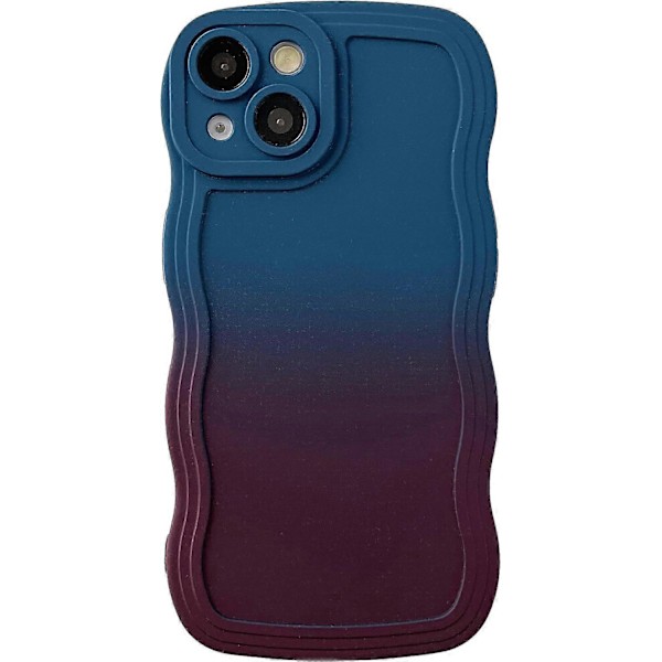 Gradient Ensfarvet Krøllet Bølge Ramme Blød Kompatibel med iPhone Case (Navy Blå, iPhone 15 Pro Max)