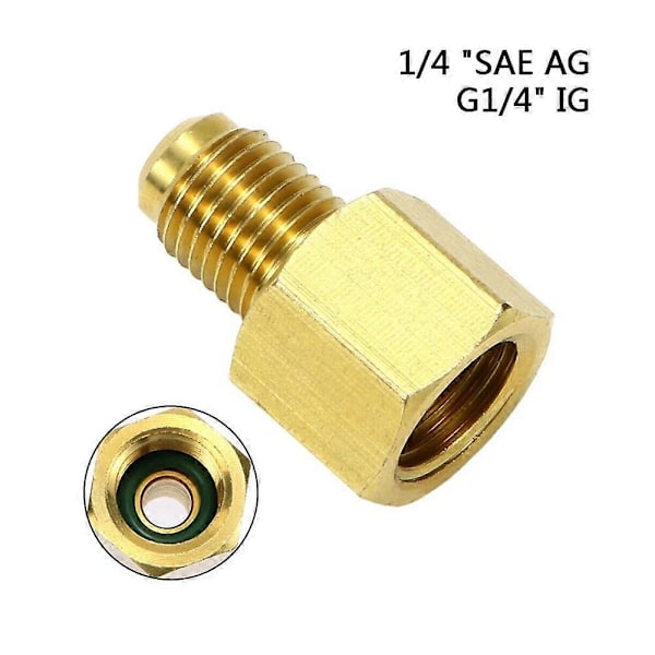 Holdbar Adapter 1/4 SAE AG X G 1/4 IG Til Kvælstof Trykreducer På Aircondition Slange Messing Korrosionsbestandig