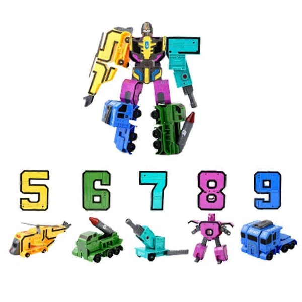 Leksaksdeformation Nummer Transform Robot DIY Monterad Pussel Mecha Robot Leksak för Barn 5-9
