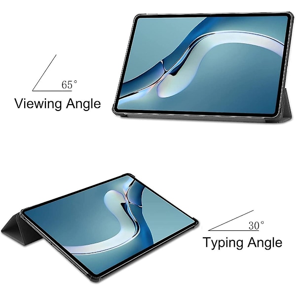 For Huawei MatePad Pro 12.6 2021 Nettbrettveske Lett Tri-Fold Stativ PC Hardt Bakdeksel Full Kropp Robust Støtsikkert Deksel (Farge: Grå)