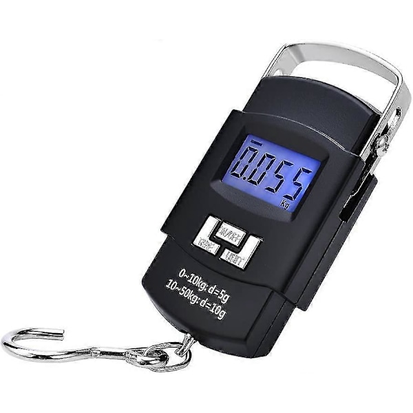 Digital Vægt Bagagekrog 50kg/110lbs Elektronisk Præcisionsvægt Rejsebagage Bagagevægt, Køkken, Jagt Og Fiskeri, Sort