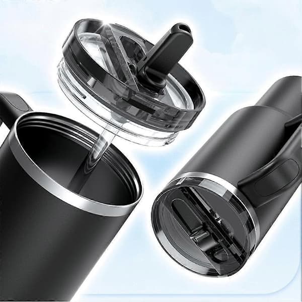 2 st mugglock för Stanley Cup-lock läckagesäkra, Stanley Cup-lockersättning för 40 oz med 2 sugrör Black & transparent