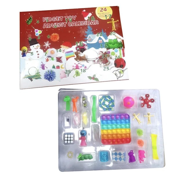 24 dagar/ set Fidget Toys Jul Adventskalenderpaket Anti Stress Toy Kit Stress Relief Figet Toy Blind Box Barn Julklapp style 9